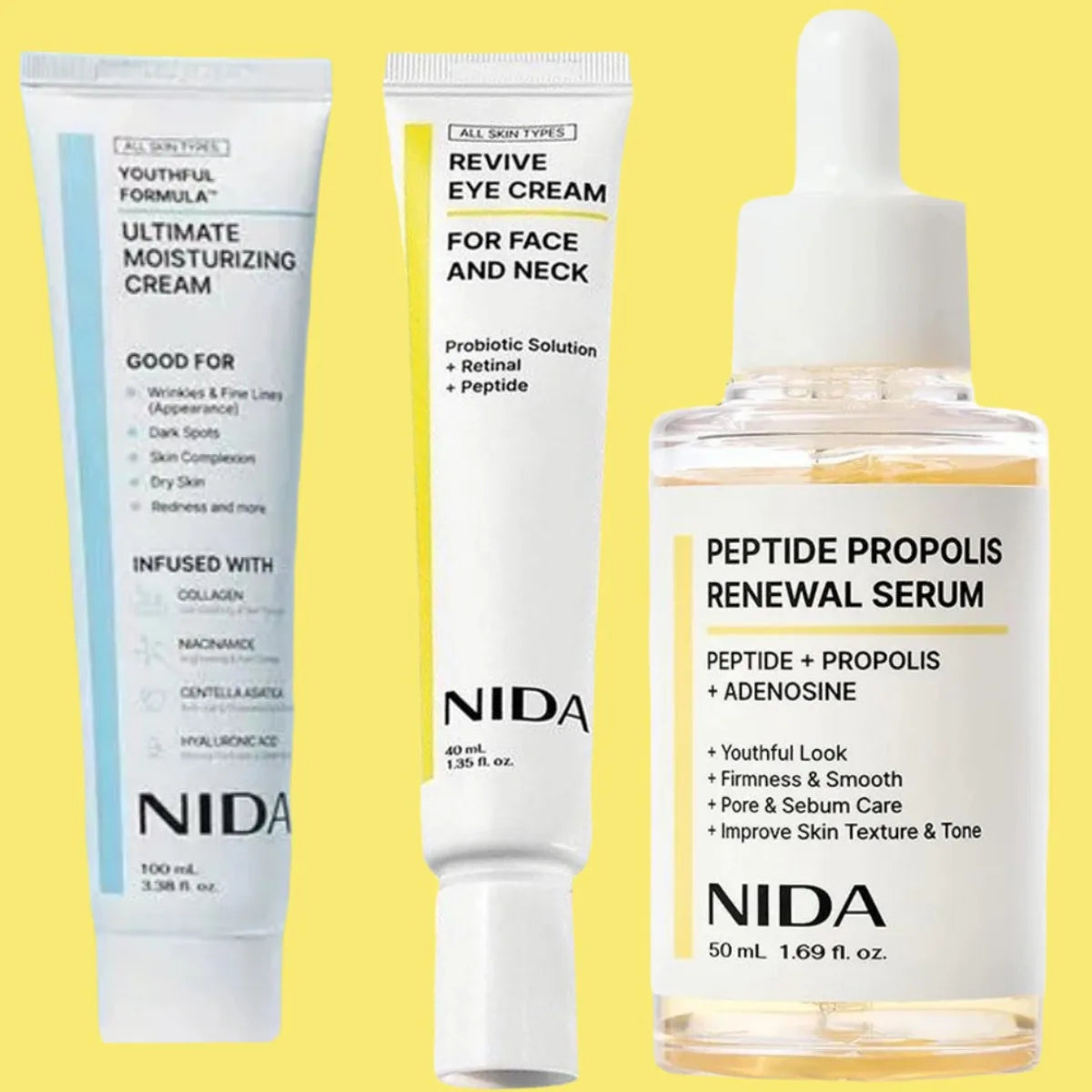 Pack Trio NIDA – Routine Anti-Âge Globale, Éclat & Régénération Cellulaire